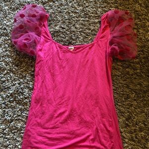 Pink Puff Sleeve Top